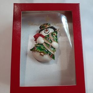 Vtg 2000's Christopher Radko My First Tree Pin Snowman New NOS